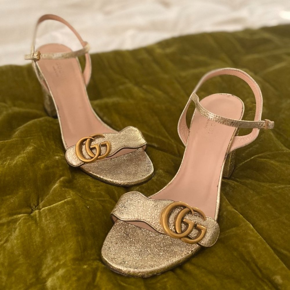 Gucci GG metallic laminate leather sandal